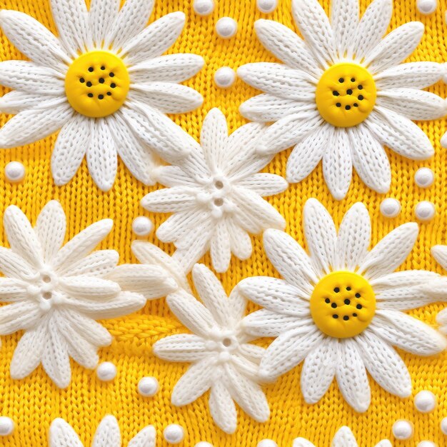 Photo knitting yellow and white flowers