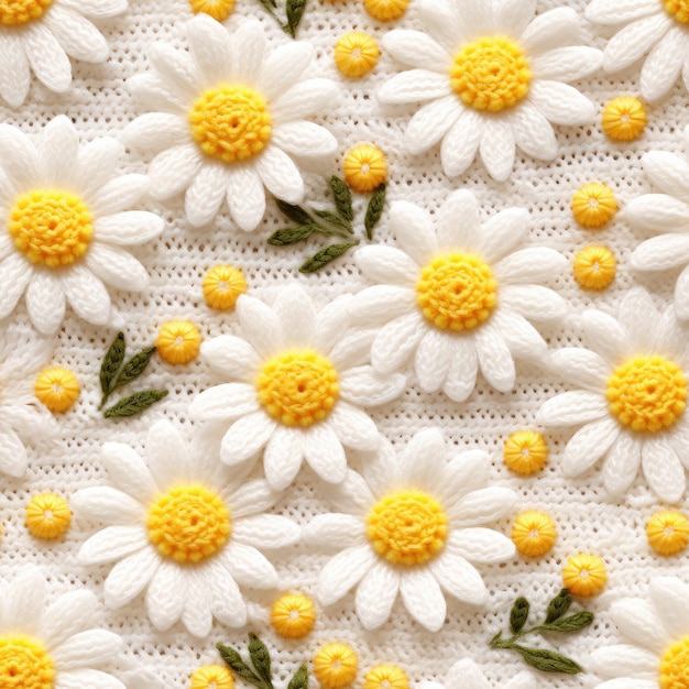 Photo knitting yellow and white flowers