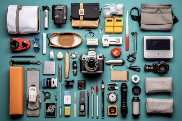 knolling of doctor tools and equipment flat lay AI Generated