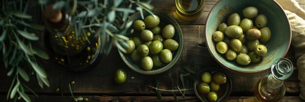 Photo knolling photography of olive tree products and good mood essentials