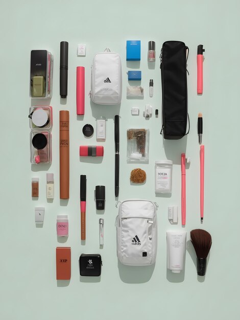 knolling style shot of Contents Of A Womans bag