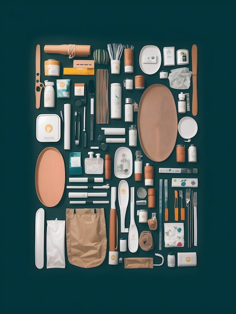 knolling style shot of Plastic Free and Zero Waste Home Accessories Collection