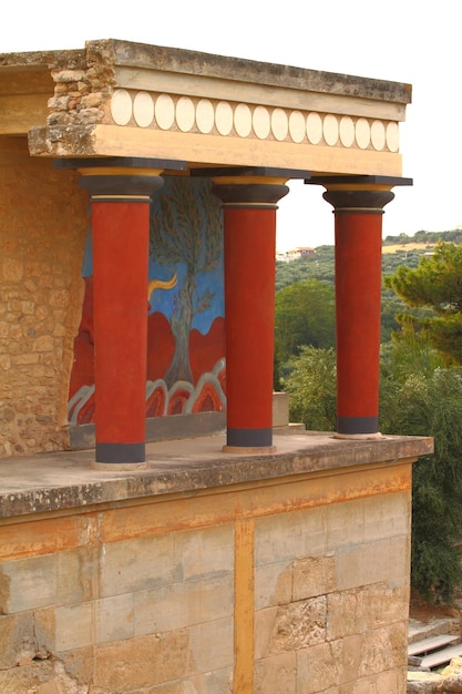 Knossos palace archaeological site Crete Greece isolated on white