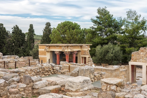 Knossos palace ruins on Crete island Greece Famous Minoan Knossos palace