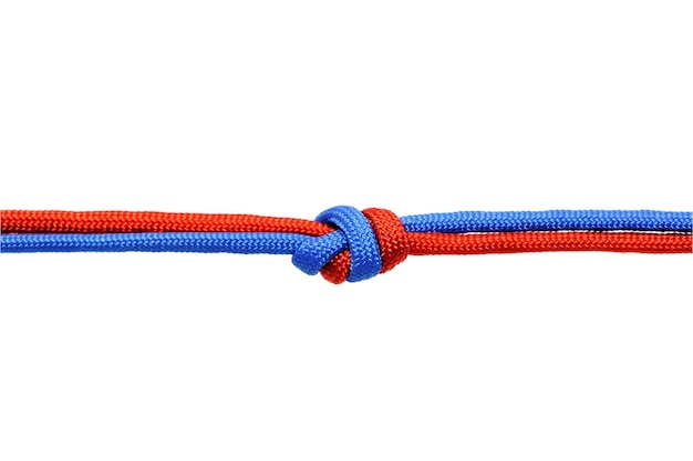 Knot on a cord isolated on a white background