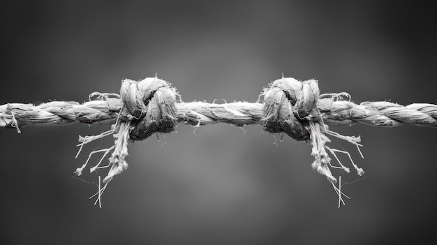 Photo knotted rope with a grey background