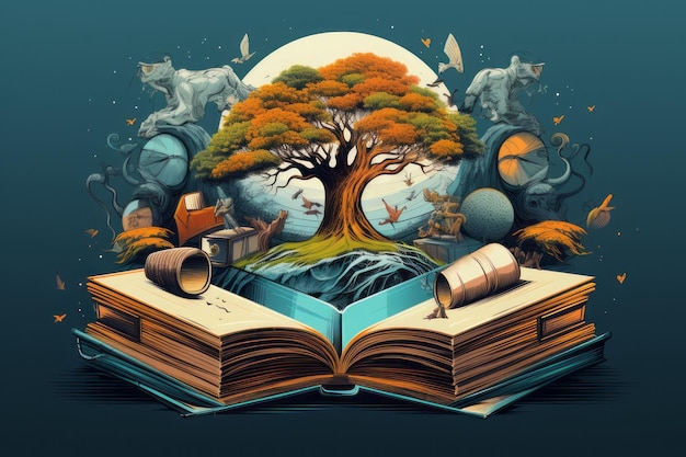 knowledge and book make a perfect vector illustration