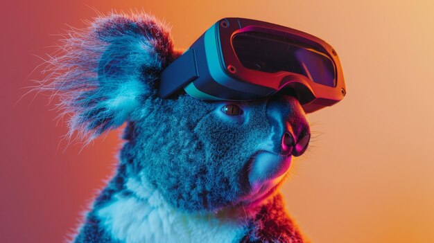 Koala animal with VR glasses on the isolated background realistic photo