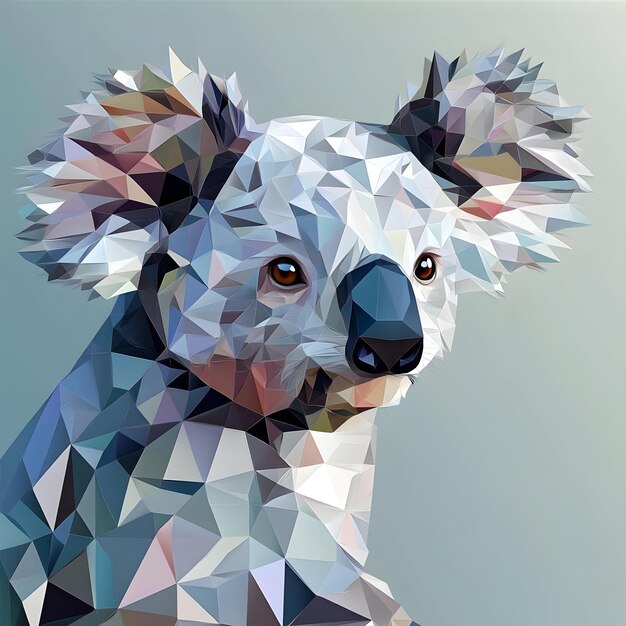 Photo a koala bear made of blocks of polygons and