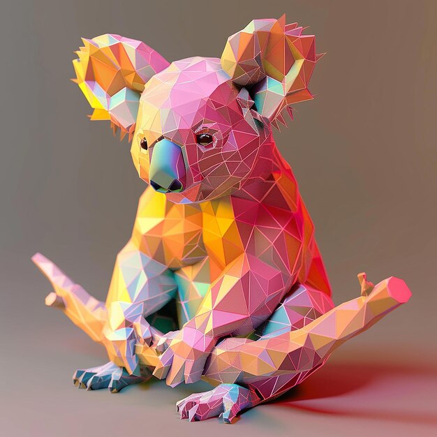 a koala bear with a colorful background and a geometric pattern