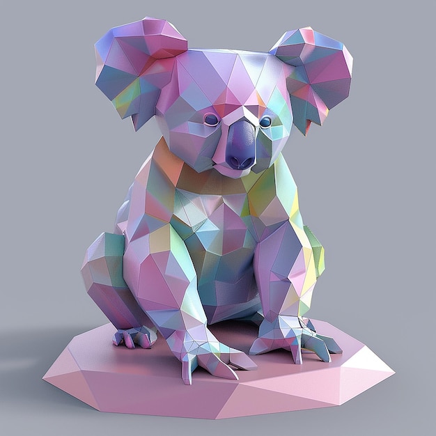 a koala bear with multicolored geometric shapes on it