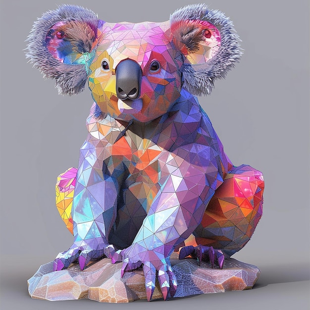 a koala bear with a multicolored koala bear on its back