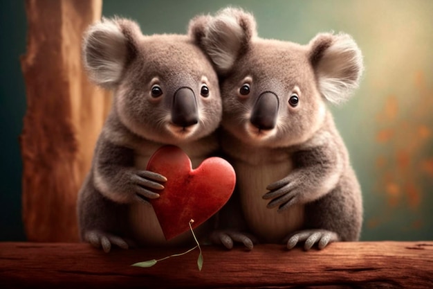 Koala in love with heart for Valentine's Day Mother's Day or Wedding Anniversary