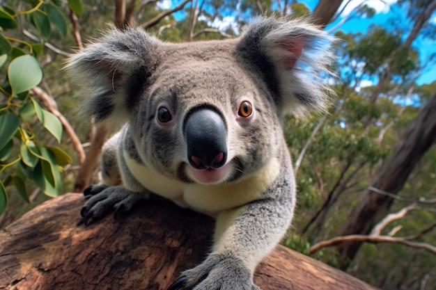 Koala on a tree branch in australia