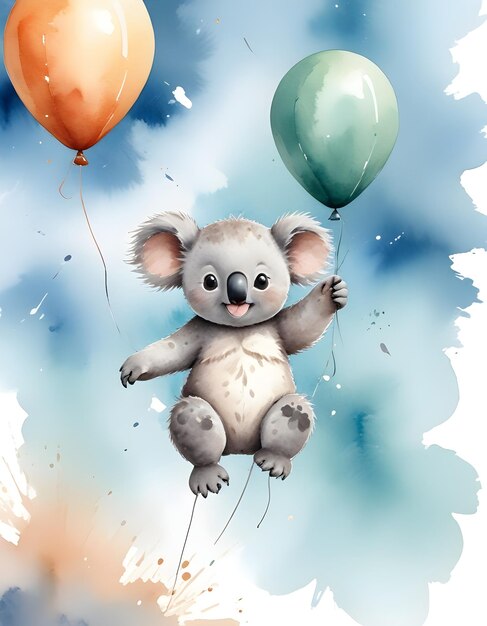 Photo a koala with balloons and a koala on it