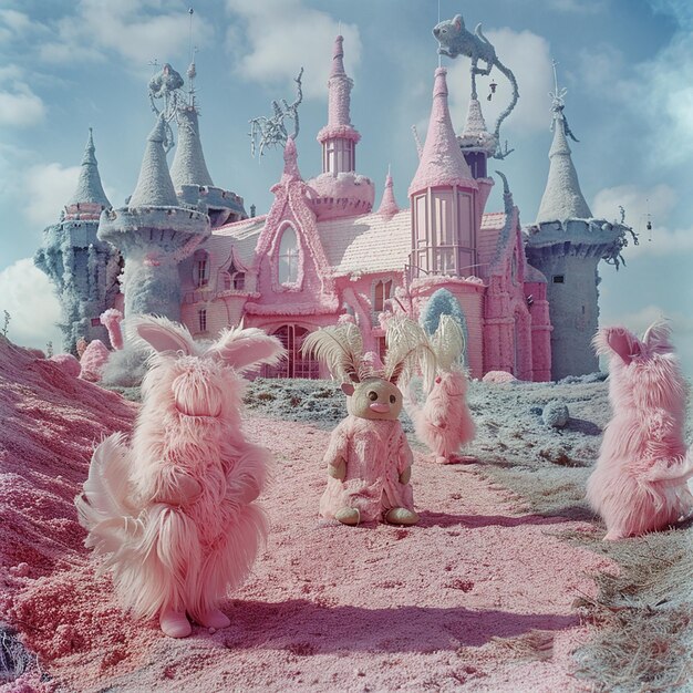 Photo kodak ektar 100 f14 60s arthouse style liminalcore fluffy castle and creatures fluffy fanta