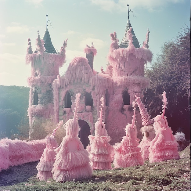 Photo kodak ektar 100 f14 60s arthouse style liminalcore fluffy castle and creatures fluffy fanta