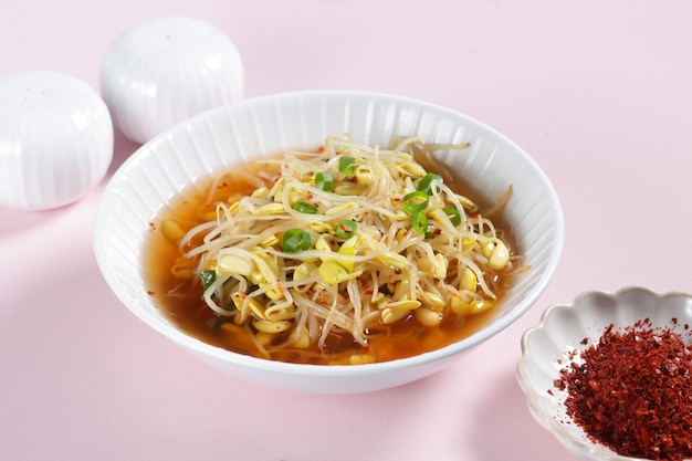 Kognamul Guk is Korean soybean sprout soup with gochugaru.