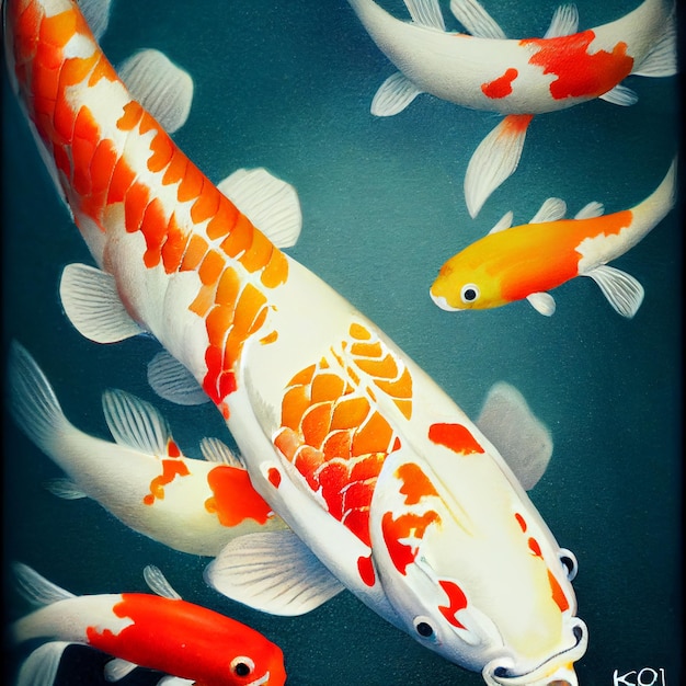 Koi carp in the pond