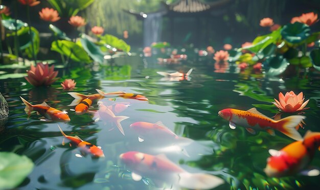 koi fish glide painting water with vibrant elegance ai generated