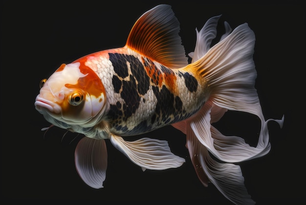 Koi fish isolated black background generative AI