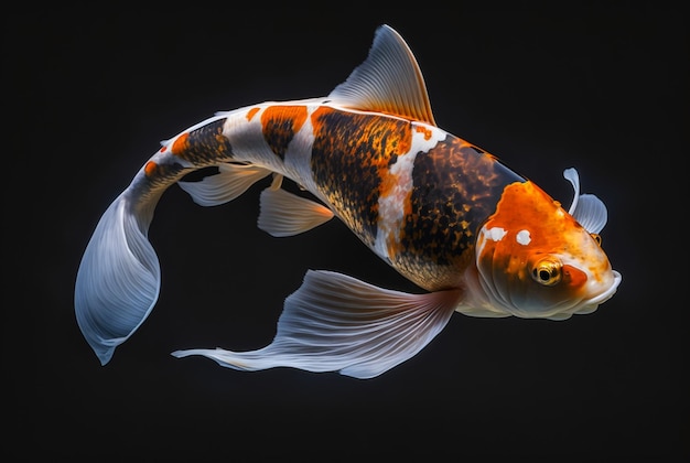 Koi fish isolated black background generative AI