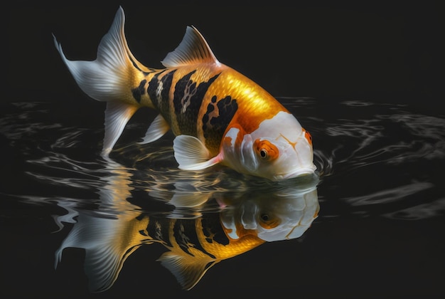 Koi fish isolated black background generative AI