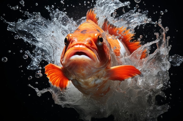 Koi Fish Leaping Out of The Water Caught in a Dynamic and Energetic Moment Generative AI