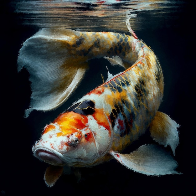 koi fish painting in watercolor style