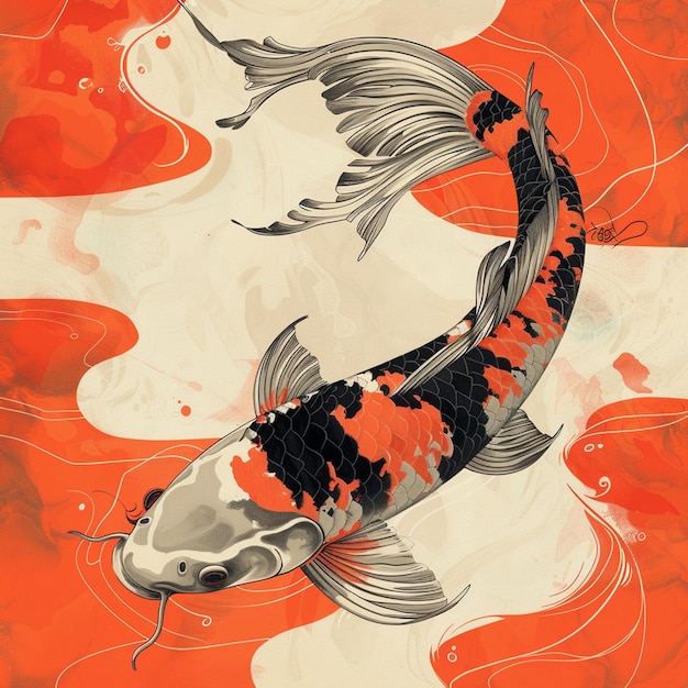 koi plain background illustration