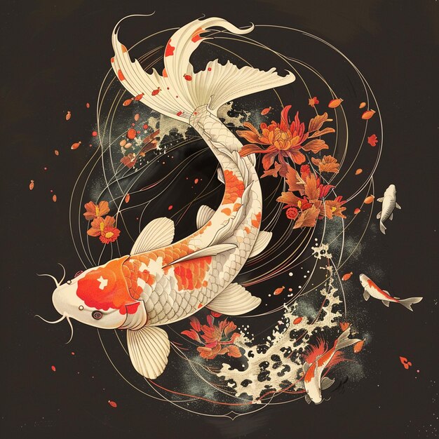 koi plain background illustration