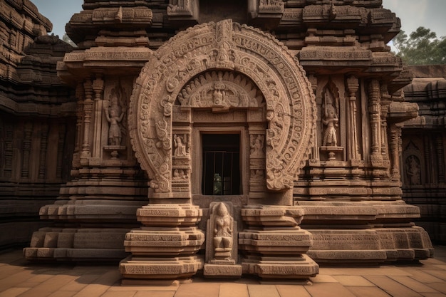 Konark Sun Temple India Majestic structure and enchanting sculptures at sunset generative IA