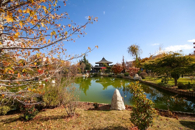 Konya - Turkey, November 19, 2022, Konya Kyoto Japanese garden, Konya - Turkey