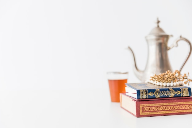 Koran book and tea set