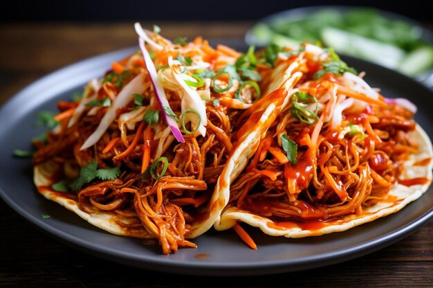 Korean BBQ Chicken Tacos with Spicy Kimchi Slaw