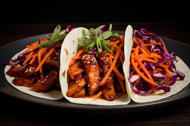 Korean BBQ Pork Belly Tacos with Kimchi Slaw