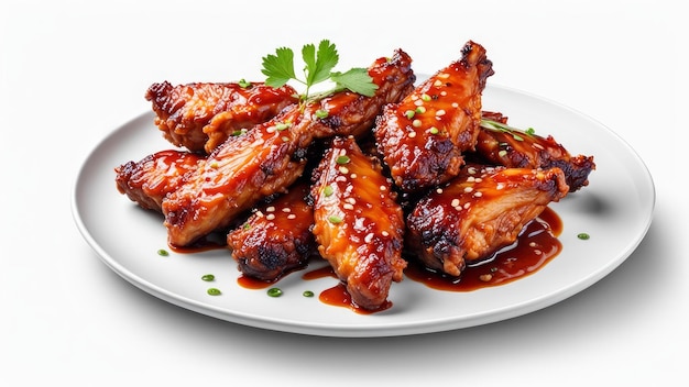 korean bbq wings isolated on white background