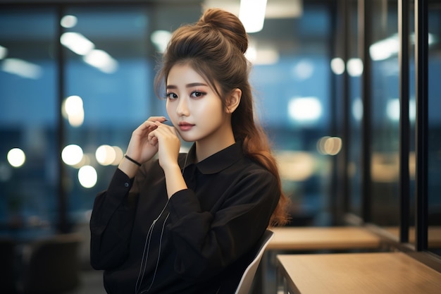 A korean girl has a nice hairstyle