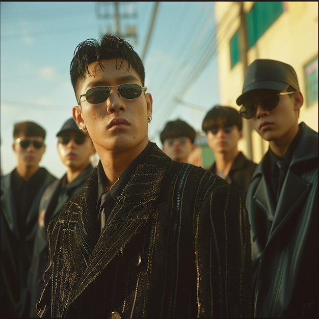 Photo a korean mafia boy with his gang