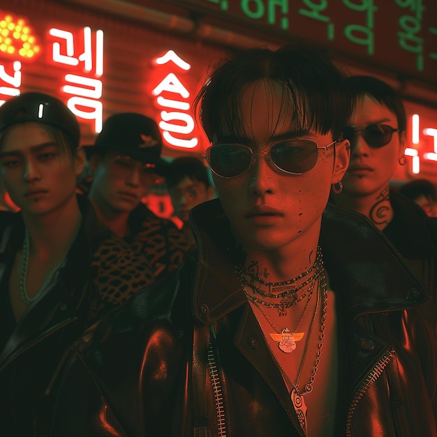 Photo a korean mafia boy with his gang