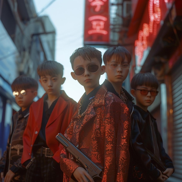 a Korean mafia boy with his gang