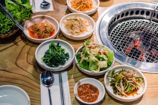 Korean pickle or Pickled radish vegetables set and seasoning on bowl