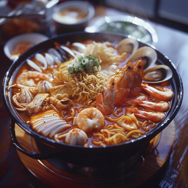 Korean seafood with noodles