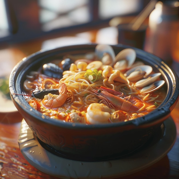 Korean seafood with noodles