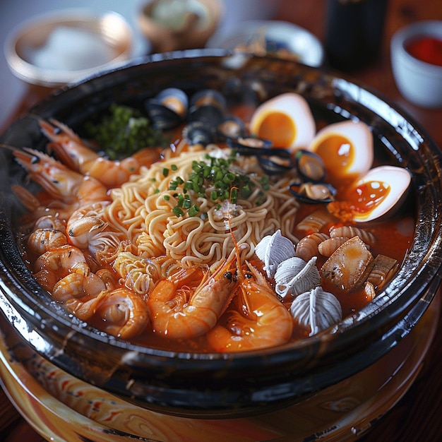 Korean seafood with noodles