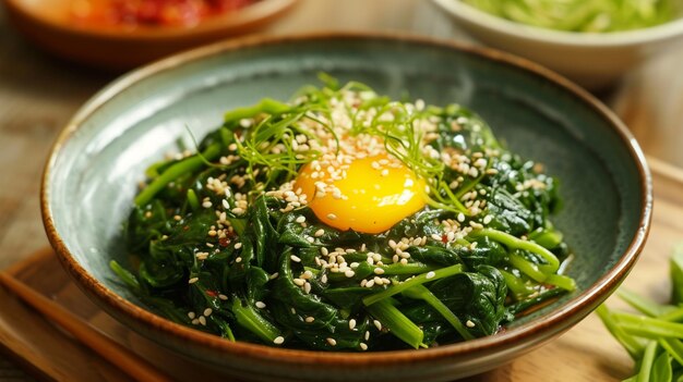 Korean spinach salad Sigeumchi namul Korean side dish Generative Ai