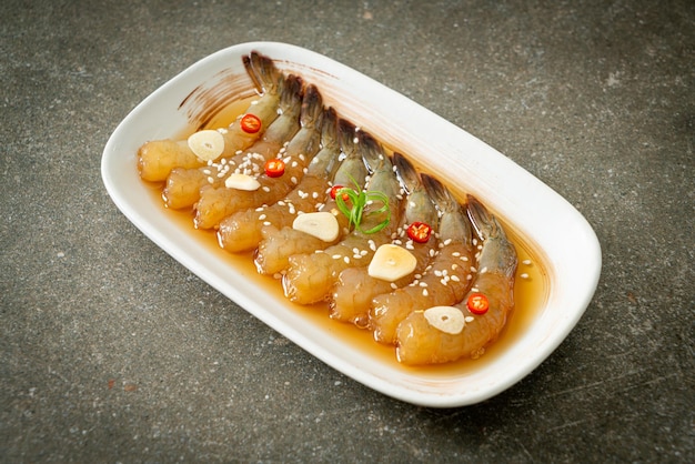 Korean Style Pickled Prawns or Korean Soy Sauce Pickled Shrimp