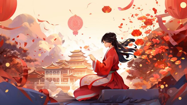 Korean traditional Lunar New Year illustration