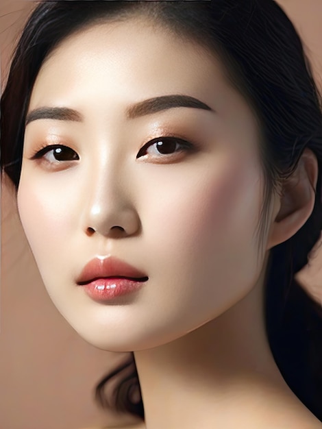 Korean woman with perfect skin looking Generative AI