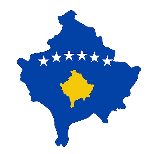 Kosovo flag map country outline with national flag